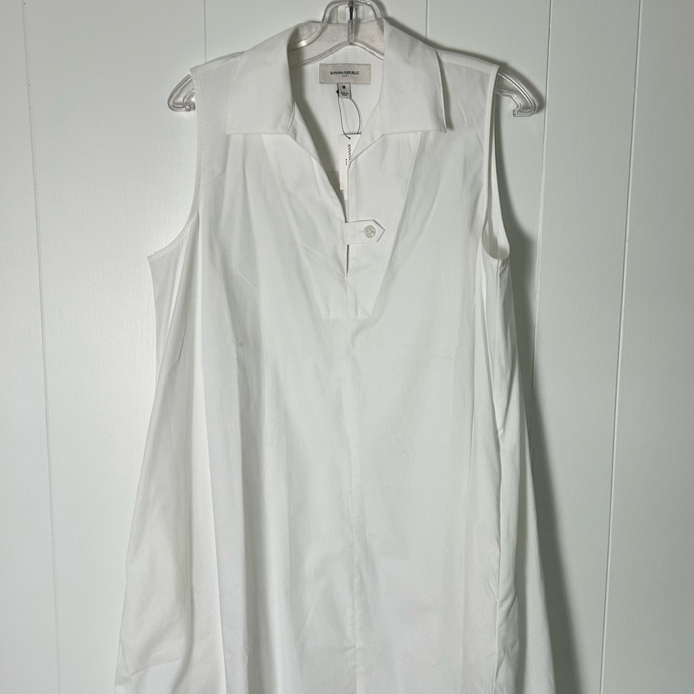 NWT Banana Republic 100% Cotton Sleeveless White Shirt Tunic